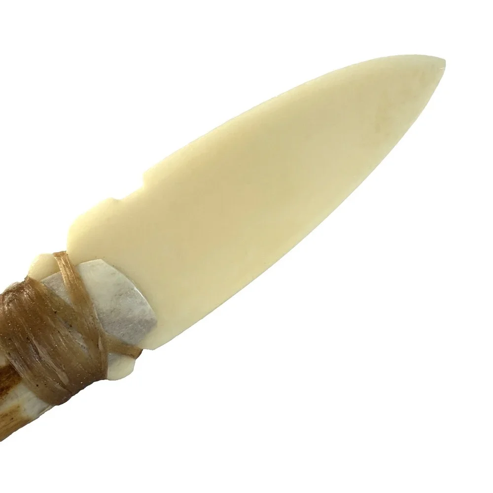 Handmade Antler Handle Notched Bone Blade 7.5